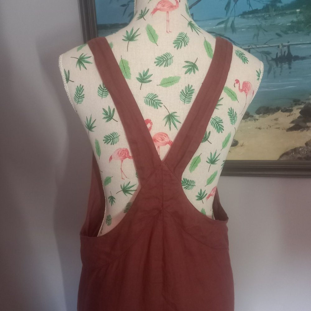 NWT: Rhythm Amalfi linen jumpsuit in dark, dusky pink, midi length, wide leg(12) - Picture 6 of 10